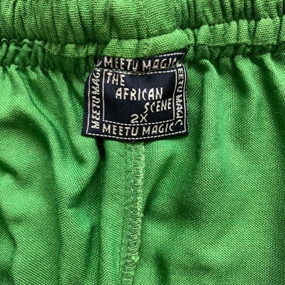 Summer Hippie Pants Meetu Magic The African Scene Green Boho Relaxed Fit Pants - Picture 4 of 5